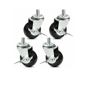 4 pcs. set 2" Heavy Duty Rubber Locking Swivel Caster Wheels, 5/16" Thread studs